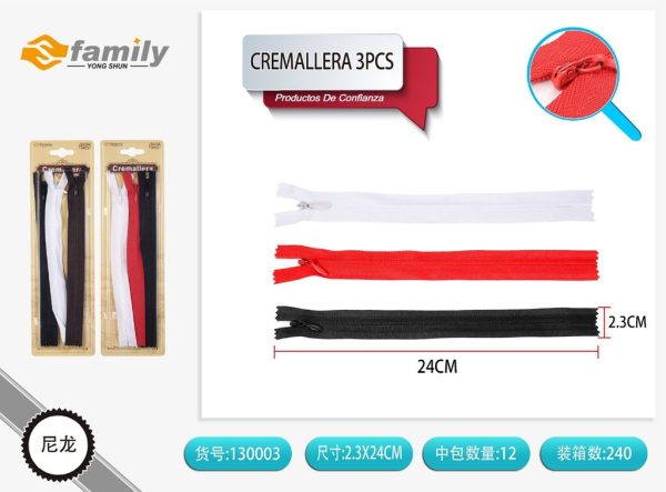 Cremallera invisible 27 cm 3 piezas - Costura