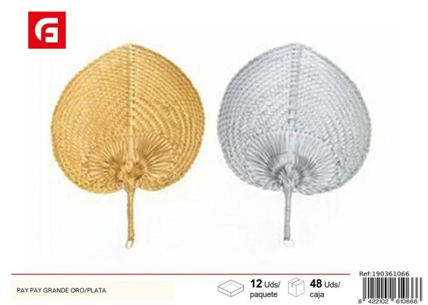 Abanico pay pay grande oro/plata - Accesorios de verano y ventiladores