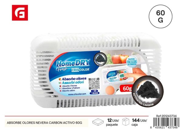 Absorbe olores nevera carbón activo 60 g - Productos de verano