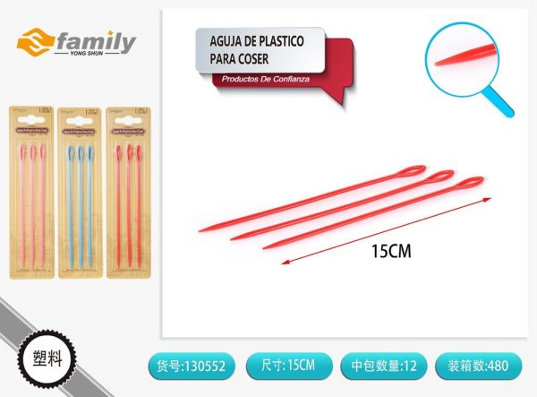 Aguja de plástico para coser 3 pcs 15 cm - Accesorios de costura