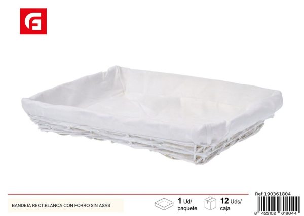 Bandeja Rectangular Blanca con Forro Sin Asas