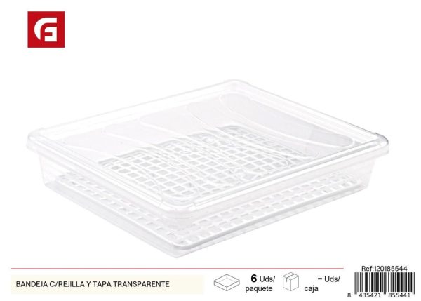 Bandeja con rejilla y tapa transparente - Utensilios de mesa