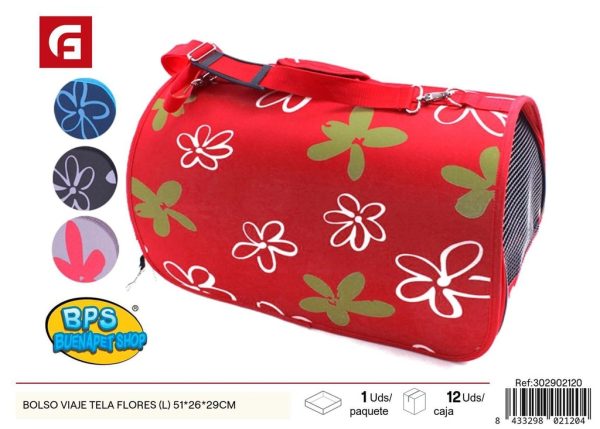 Bolso de viaje de tela flores (L) 51*26*29 cm - Transportines y accesorios de viaje para mascotas