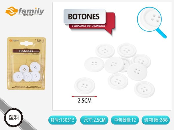 Botones blancos 2.5 cm (10 pcs) - Accesorios de costura
