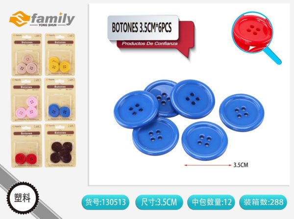 Botones coloridos 3.5 cm (6 pcs) - Accesorios de costura