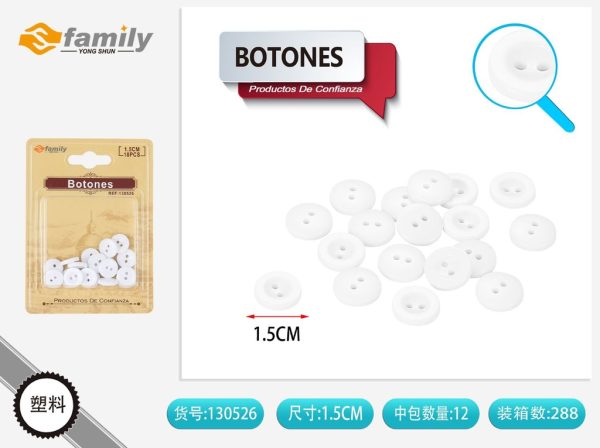 Botones de dos ojos blancos 18PCS - Artículos de costura