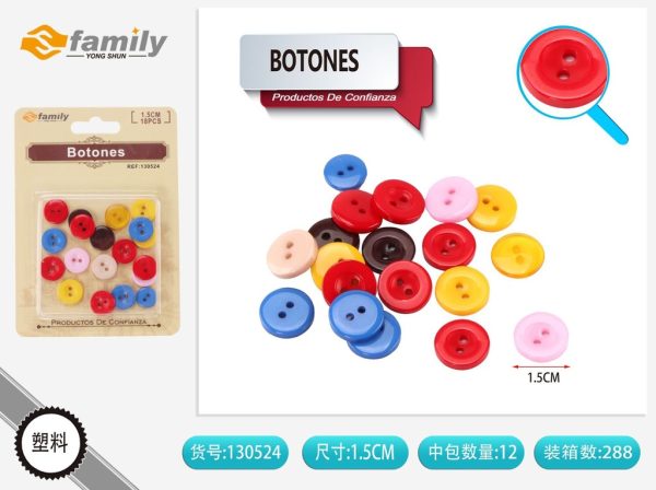 Botones de dos ojos colorido 18PCS - Artículos de costura