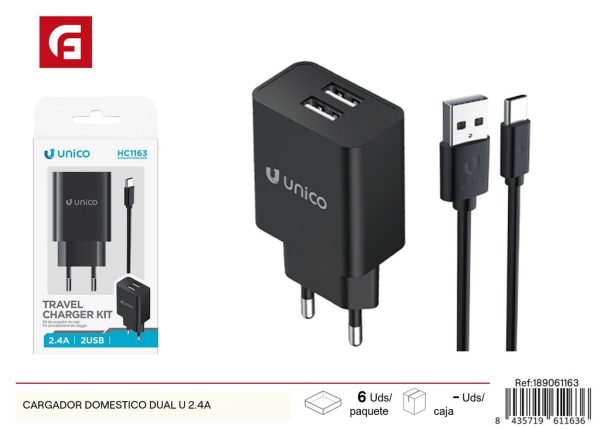 Cargador doméstico dual U 2.4A - Accesorios de electrónica