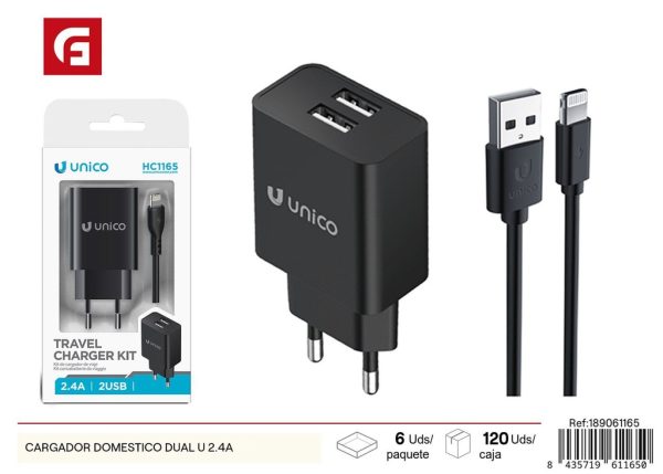 Cargador doméstico dual U 2.4A - Accesorios de electrónica - Imagen 2