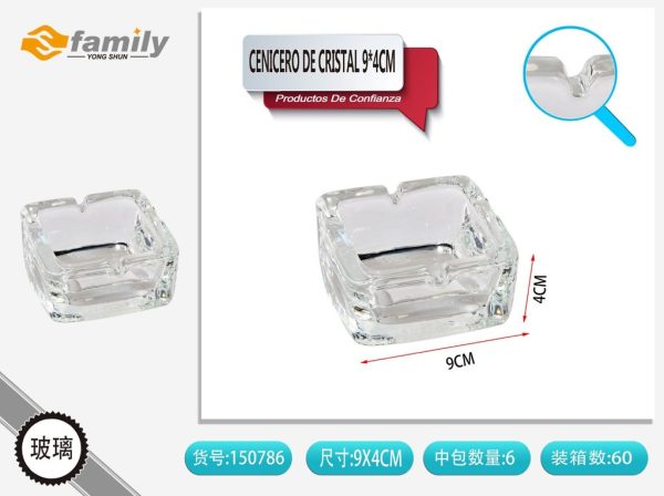 Cenicero de cristal transparente 9x4 cm - Accesorios para fumar