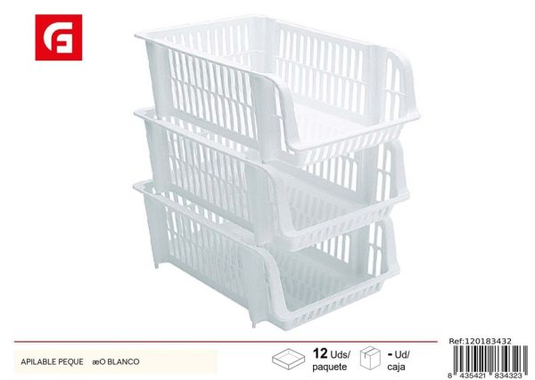 Cesta apilable pequeña blanca - Utensilios de cocina