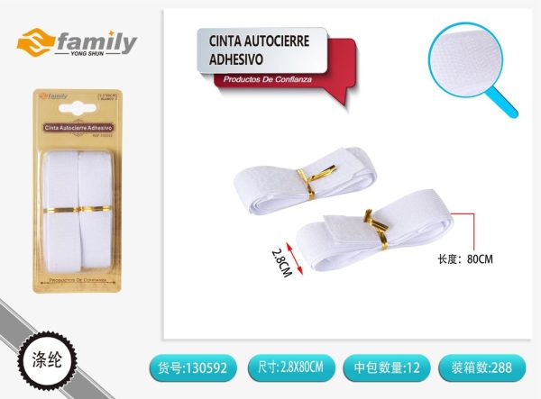 Cinta autoadhesiva blanca 80 cm - Cinta autoadhesiva y sujetadores