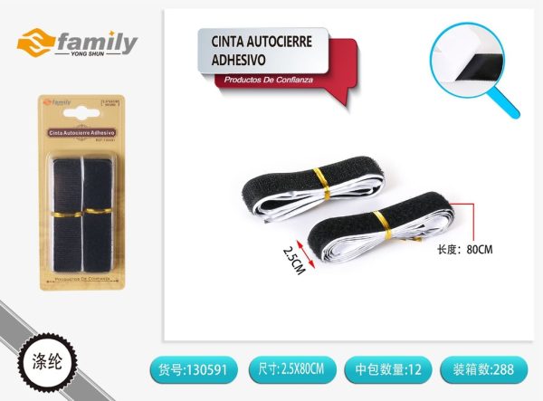 Cinta autoadhesiva negra 80 cm - Cinta autoadhesiva y sujetadores