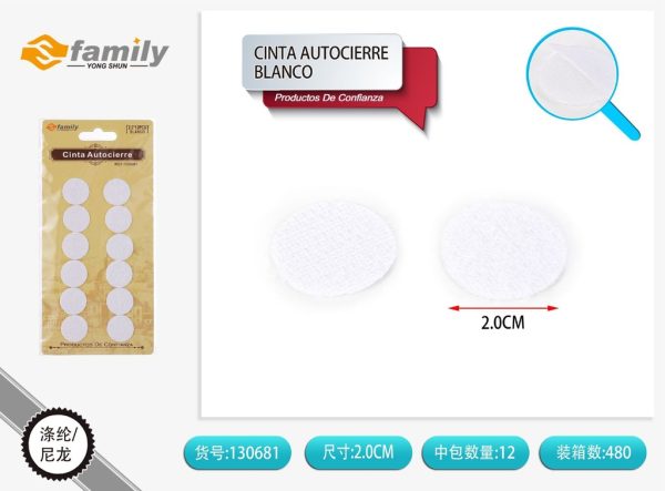 Cinta autoadhesiva redonda 1.5*16 pcs blanca - Artículos de costura