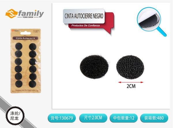 Cinta autoadhesiva redonda 1.5*16 pcs negra - Artículos de costura