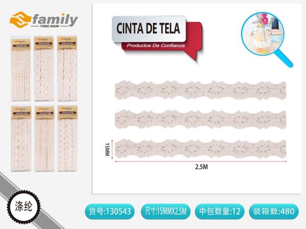 Cinta de Tela 1.5CM*2.5M Beige - Cinta decorativa de tela