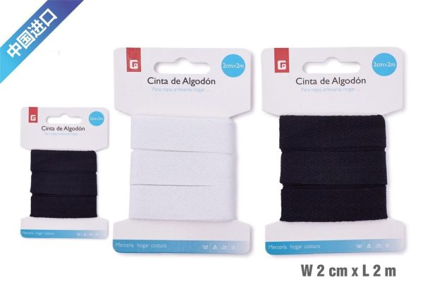 Cinta de algodón negra y blanca 2.0*200cm- Accesorios de costura y mercería