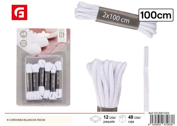 Cordones blancos 100cm- Accesorios de costura y mercería
