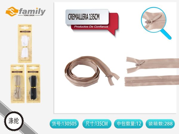 Cremallera invisible 135cm - Accesorios de costura