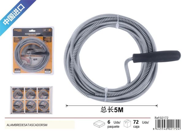 Desatascador de alambre 5m - Accesorios de ferretería