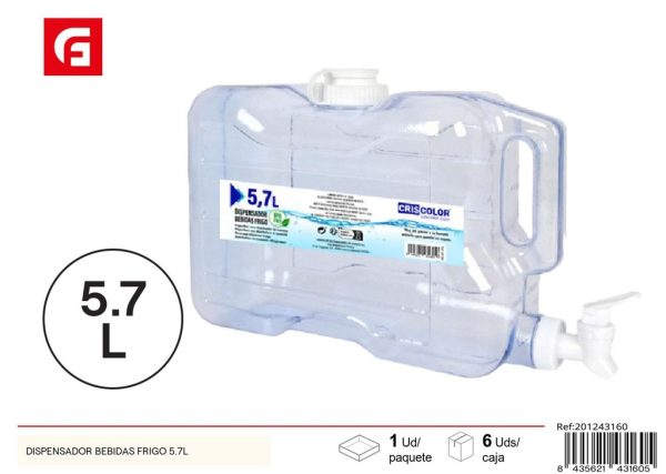 Dispensador de bebidas de plástico 5.7L, Utensilios de cocina