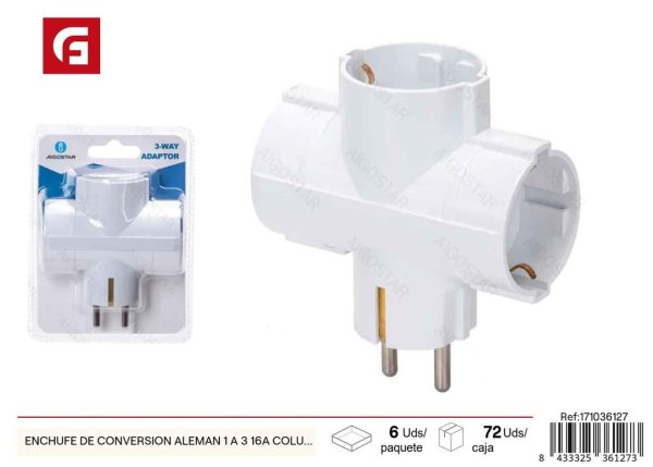 Enchufe de conversión alemán 1 a 3 16A columna - Adaptadores de enchufe