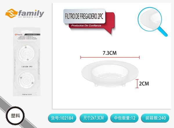 Filtro de fregadero plástico blanco 7.5cm 2pcs para cocina