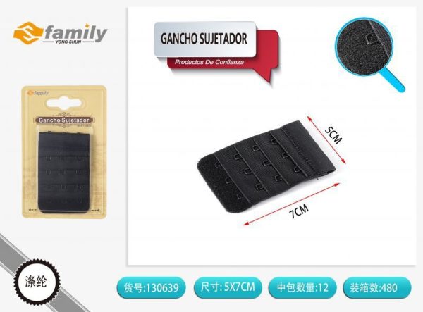 Gancho sujetador negro de 3 filas y 4 ganchos - Accesorios de lencería