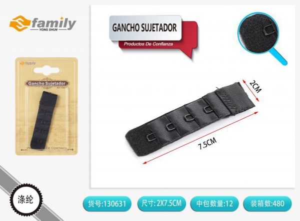 Gancho sujetador negro de 4 ganchos - Accesorios de ropa