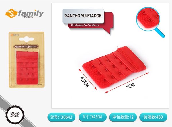 Gancho sujetador rojo de 3 filas y 4 ganchos - Accesorios de lencería