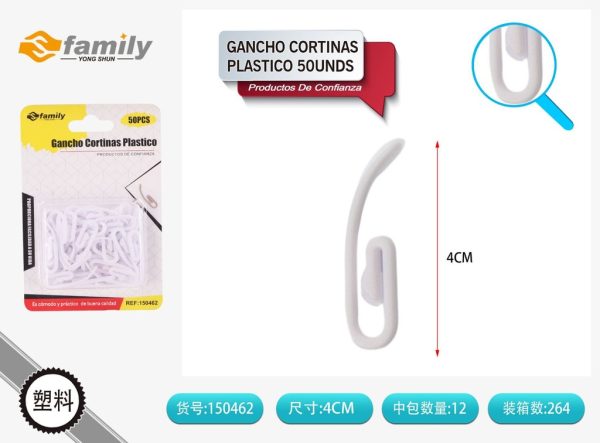 Ganchos para cortinas de plástico 50 unidades - Accesorios de hogar