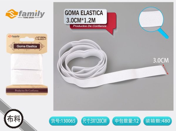Goma elástica plana blanca 3.0 cm x 1.2 m - Accesorios de costura