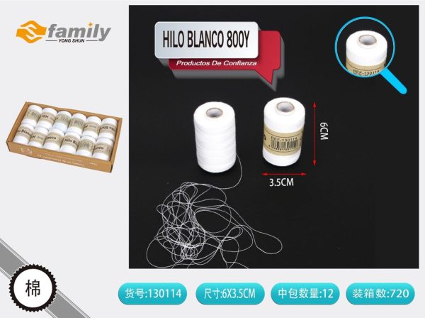 Hilo blanco 800Y - Accesorios de costura
