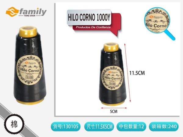 Hilo de corno pequeño negro 1000 yds - Kit de costura y accesorios