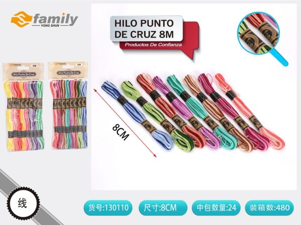 Hilo de punto de cruz 8m 8 pcs - Kit de costura y accesorios