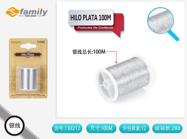 Hilo plateado 100m - Accesorios de costura