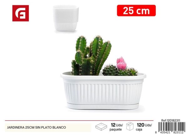 Jardinera 25cm sin plato blanco - Decoración de jardín
