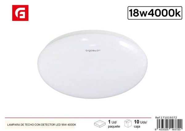 Lámpara de Techo con Detector LED 18W 4000K - Iluminación y Plafones