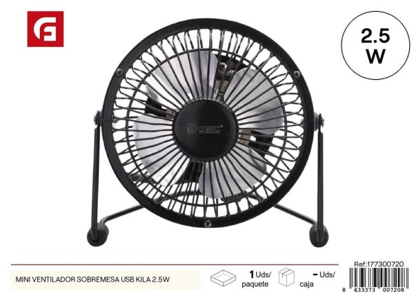 Mini ventilador sobremesa USB Kila 2.5W - Ventiladores de verano