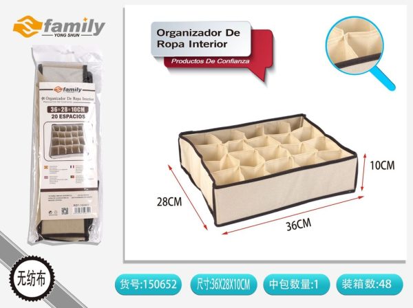 Organizador de ropa interior 20 compartimentos 36x28x10 cm - Caja de almacenamiento