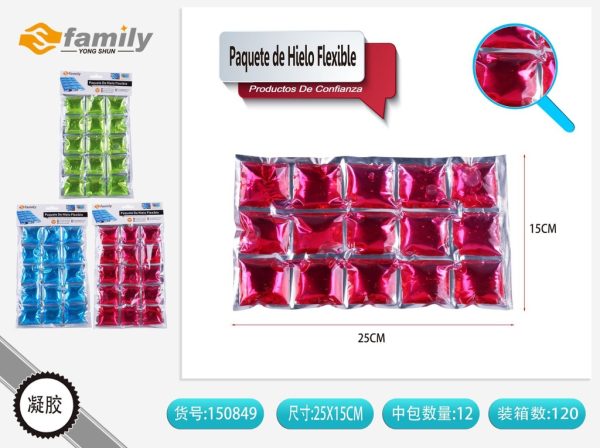 Paquete de hielo flexible de colores 15pcs para enfriamiento