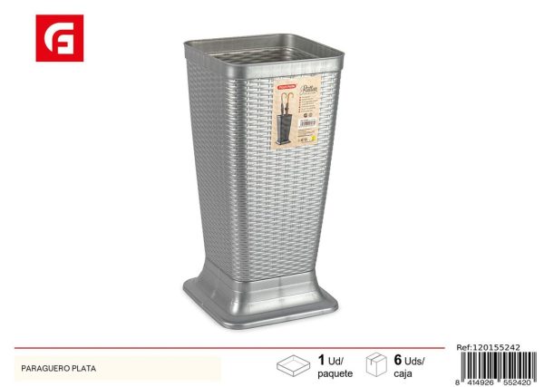 Paraguero de metal plateado para almacenamiento