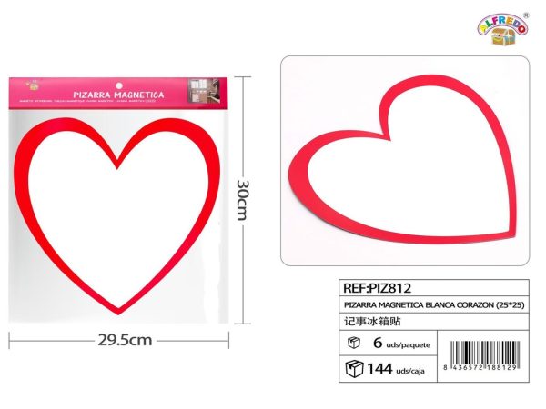 Pizarra magnética blanca corazón 25x25cm - Pizarra magnética decorativa
