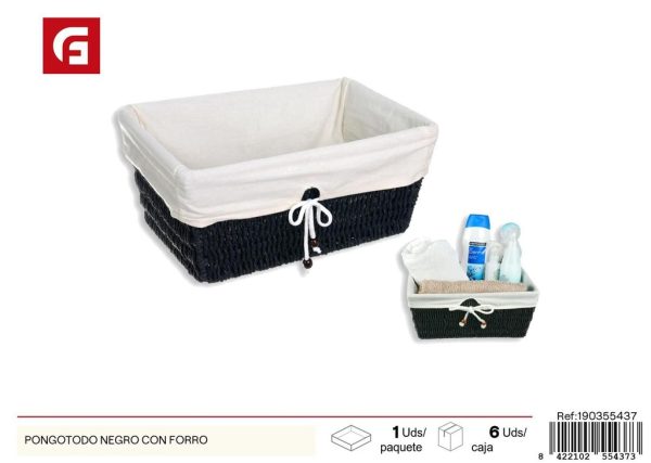 Pongotodo negro con forro - Cestas decorativas