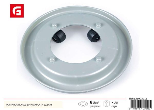 Portabombonas butano plata 32.5CM - Utensilios de cocina