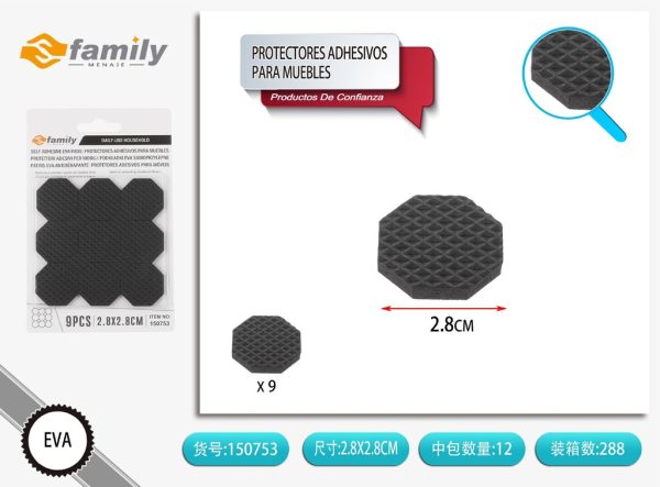 Protectores adhesivos octogonales para muebles de 2.8*2.8 cm 9 pcs - Accesorios para muebles
