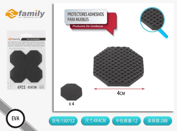 Protectores adhesivos octogonales para muebles de 4*4 cm 4 pcs - Accesorios para muebles