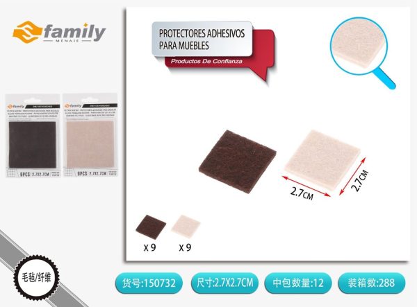 Protectores adhesivos para muebles 2.8*2.8 cm 9 pcs - Accesorios para muebles