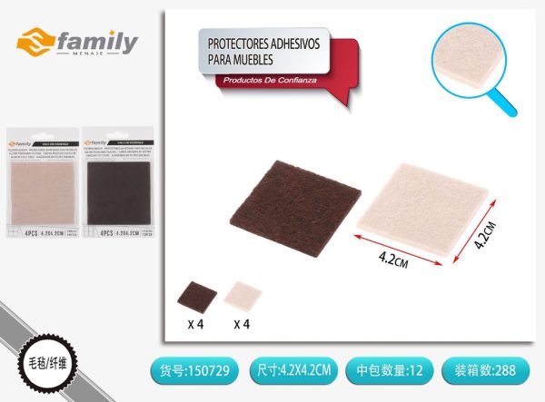 Protectores adhesivos para muebles 4.3*4.3 cm 4 pcs - Accesorios para muebles