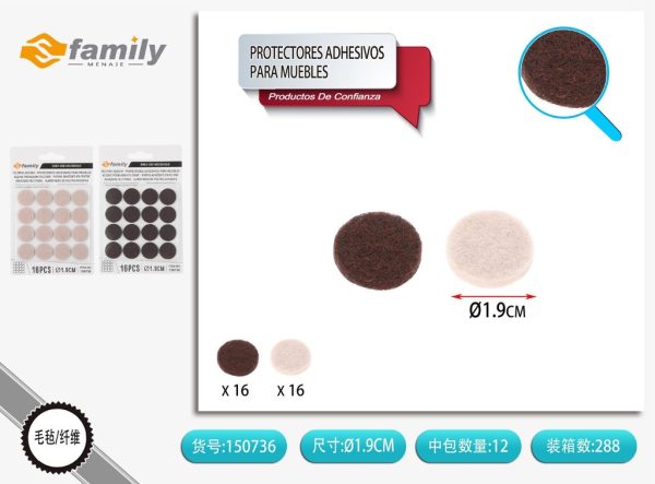 Protectores adhesivos redondos para muebles 2.0 cm 16 pcs - Accesorios para muebles
